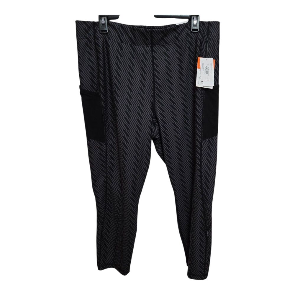 Sports Illustrated Leggings Womens Size 1X Black Gray Pockets Athleisure NEW